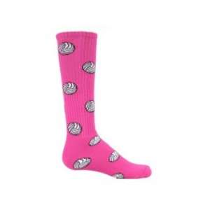  Volleyball Pattern Socks / Florescent Pink Sports 