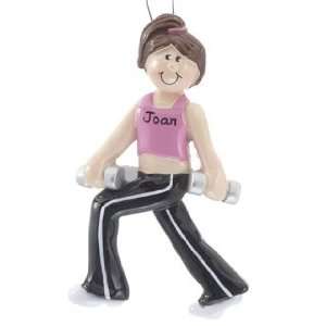 Personalized Weight Training Female Christmas Ornament  