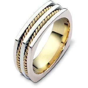   Gold & Titanium 7mm Wide Rope Style Band   4.75 Dora Rings Jewelry