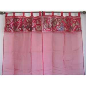   Pink Sari Designer India Window Curtains Sheer Panels