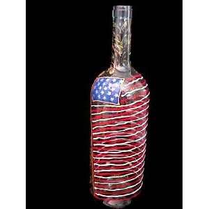  Flag Design   Wine Bottle with Hand Painted Stopper